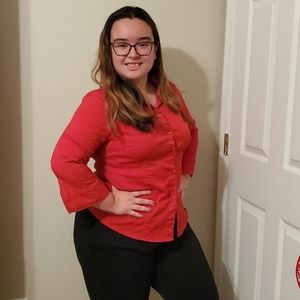 Red, professional, business casual blouse